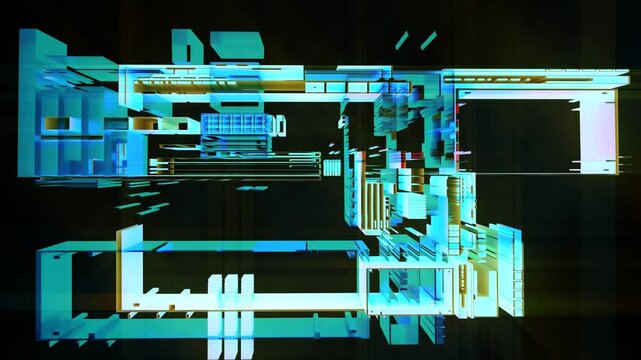 4k Abstract Technology Grid Background 3D Animation