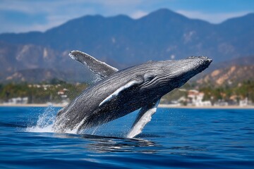 Majestic whale breaching oceans surface gracefully