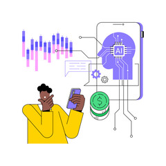 AI-Supported Financial Advice abstract concept vector illustration.