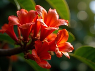 Tropical Jatropha Flower Cluster in Natural Light