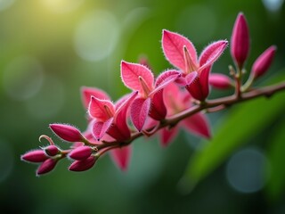 Obraz premium Tropical Jatropha Flower Cluster in Natural Light