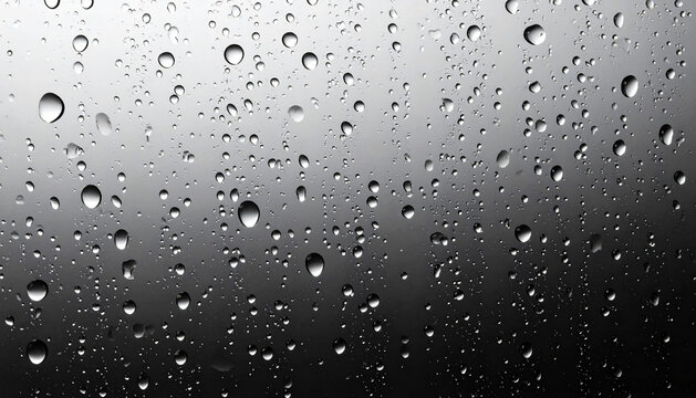 Rain water drops on glass smooth surface