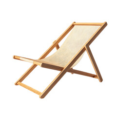 Minimalist Foldable Wooden Beach Chair with a Natural Finish Isolated on Transparent Background