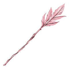 Artistic Arrow with Expressive Curves in Dusty Rose Isolated on Transparent Background