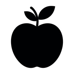 apple with leaf Silhouette icon on white background