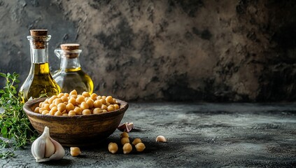 Chickpeas with olive oil, garlic, and herbs.