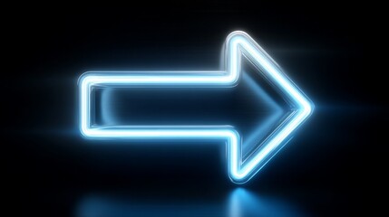 Glowing neon arrow on black background
