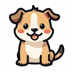Fototapeta premium Adorable Cartoon Puppy Dog Sitting and Smiling with a Happy Expression, Vector Illustration