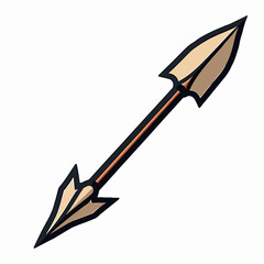 Illustration of a Spear with a Pointed Head and Shaft, Isolated on White Background