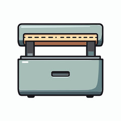 Illustration of a Gray Heat Press Machine for T-Shirt Printing, Isolated on White Background, Simple Design