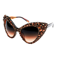 Dynamic Cat Eye Sunglasses with Sparkling Embellish Isolated on Transparent Background