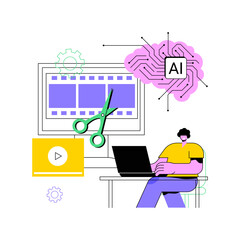AI-Enhanced Video Editing abstract concept vector illustration.