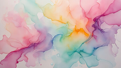 Vibrant colors blend seamlessly in an abstract design, showcasing flowing shapes in pastel shades. The artwork captures a sense of movement and harmony, ideal for a modern decor space