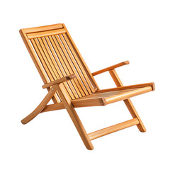 Modern Reclining Wooden Beach Chair with a Compact Isolated on Transparent Background