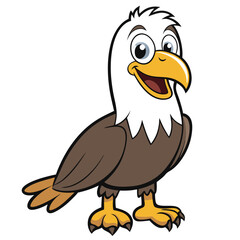 Cheerful cartoon eagle mascot with bright eyes and a confident, welcoming smile