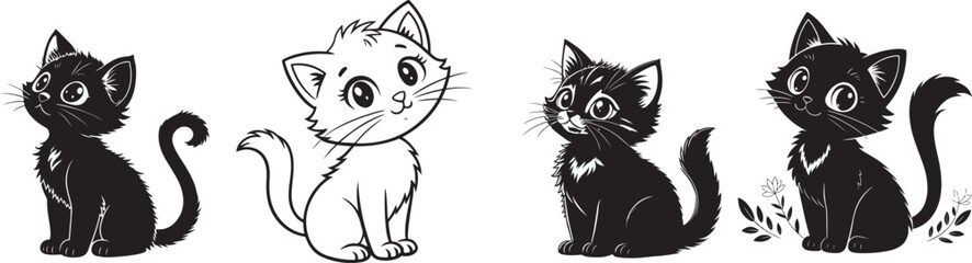 Black and white vector silhouettes show wheat, a cute bird, and a happy cartoon man