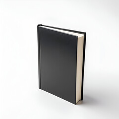 Black blank hardcover book on white background