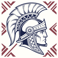 Profile view of a roman centurion in a detailed helmet graphic design