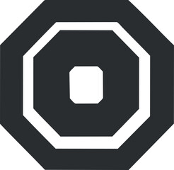 Black and white octagon geometric shape with layered borders in abstract design
