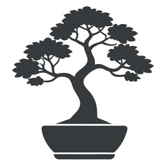 bonsai tree isolated vector illustration silhouette icon on white background