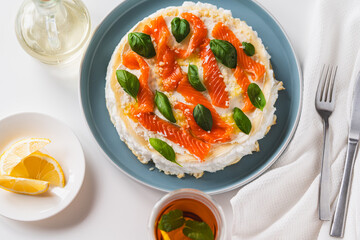 Omelette Poulard. Omelette of Mother Poulard. French omelette with whipped egg whites, lightly...