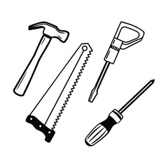 labor tools silhouette vector design template 
