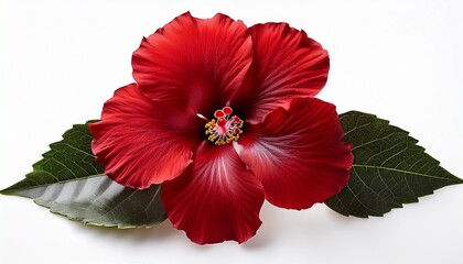 dark red hibiscus flower isolated on white background