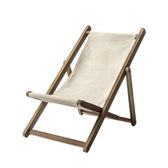 Minimalist Wooden Beach Chair with a Sleek Fold Away Isolated on Transparent Background