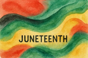 Juneteenth abstract background with colorful waves in watercolor. concept of freedom celebration, cultural diversity, vibrant heritage, historical commemoration
