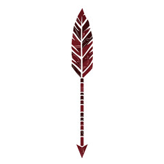 Abstract Arrow with Layered Motifs in Deep Maroon Isolated on Transparent Background