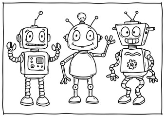 Roboter, Illustration, Ausmalbild, Ausmalen