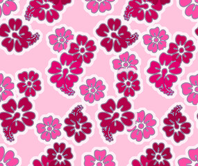 Hibiscus Pink Floral Seamless Repeat