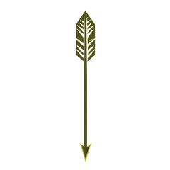 Bold Arrow with Symmetric Design in Olive Green Isolated on Transparent Background