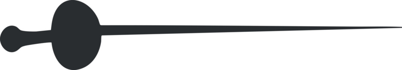 Silhouette of a fencing sword with thin blade and guard, representing combat sport and martial weapon
