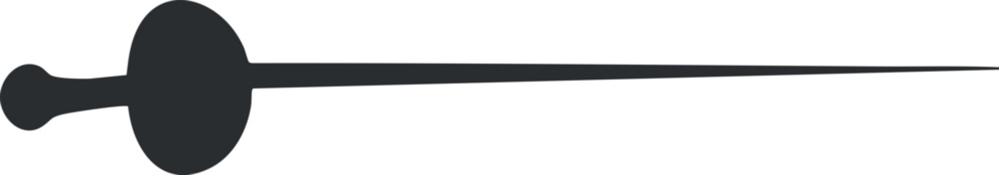 Silhouette of a fencing sword with thin blade and guard, representing combat sport and martial weapon