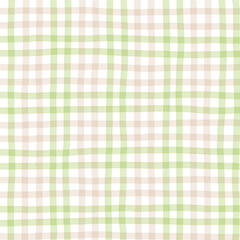 Sage Green Brown Beige Plaid Gingham Check Hand Drawn Background Pattern Overlay