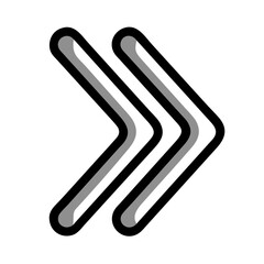 Obraz premium Stylized right-facing double arrow icon with rounded edges