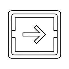 Outline right arrow in rounded square interface symbol