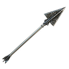 A Satin Silver Arrow with Comet Tail Textures Space Isolated on Transparent Background