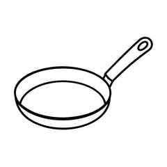 outline of a frying pan line art vector