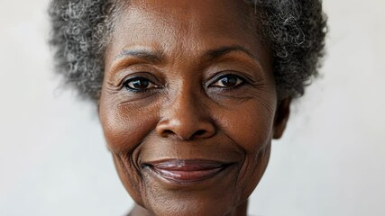 A woman with a smile on her face. She has grey hair and is wearing a white shirt - Powered by Adobe