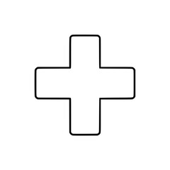 Obraz premium Thin line contour medical cross sign icon in minimalist style 