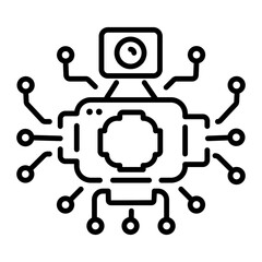A line style icon of modern smart camera