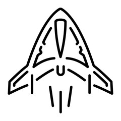 A linear icon showing supersonic aircraft 