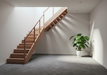 Modern home interior showcases contemporary design with an open living space featuring parquet floor, large window, and new wall