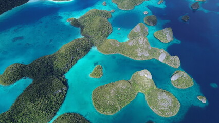 Remote lagoon at Wayag island consisting of limestone islands, Raja Ampat, West Papua, Indonesia