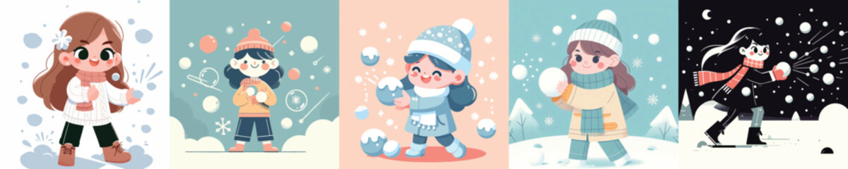 vector design of little boy playing snow
