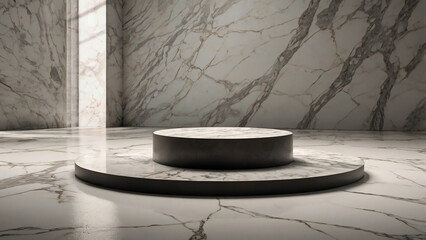 Minimalist white marble pedestal ideal for premium branding and design.