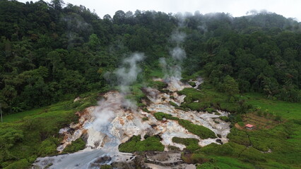 Danau Linow with multiple hydrothermal vents all around, Tomohon, Northern Sulawesi, Indonesia