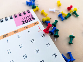 14th June marked with pushpin on calendar for event schedules meeting World blood donor day